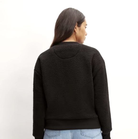 EVERLANE Sweater Womens Size 7 Black Color Fleece Overside Crew NEW - Picture 2 of 7